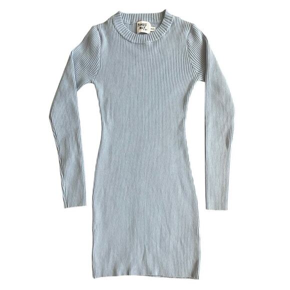 Princess Polly mini Dress Ribbed knitted Sz XS/S Baby blue Long sleeve Aesthetic - Picture 4 of 14